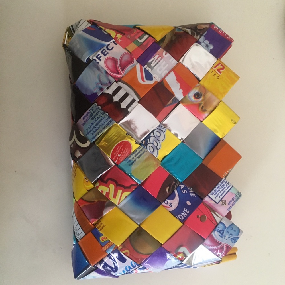 Recycled candy wrapper clutch